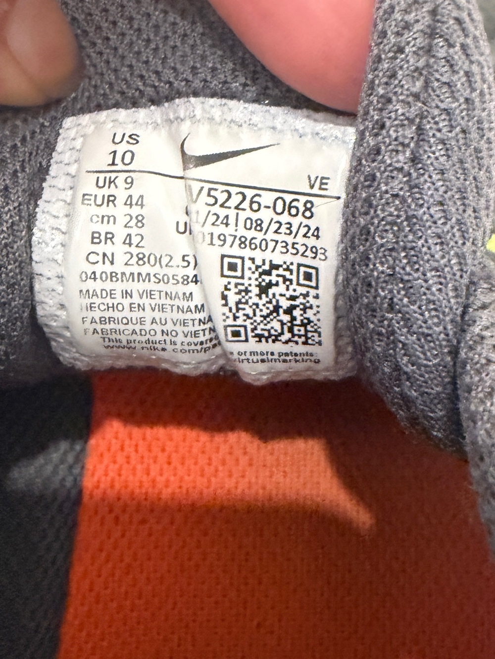 Nike Run Swift 3 Men’s Running Shoes Gray Orange Size 10 - Picture 14 of 15